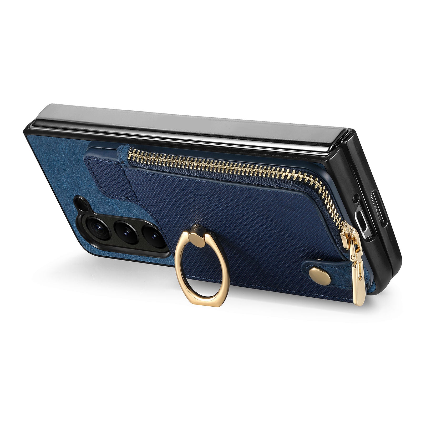 Retro Zipper Wallet Phone Case for Samsung Galaxy Z Fold5 5G PU PC Rotating Ring Kickstand Phone Shell Retro Zipper Wallet Phone Case for Samsung Galaxy Z Fold5 5G PU PC Rotating Ring Kickstand Phone Shell